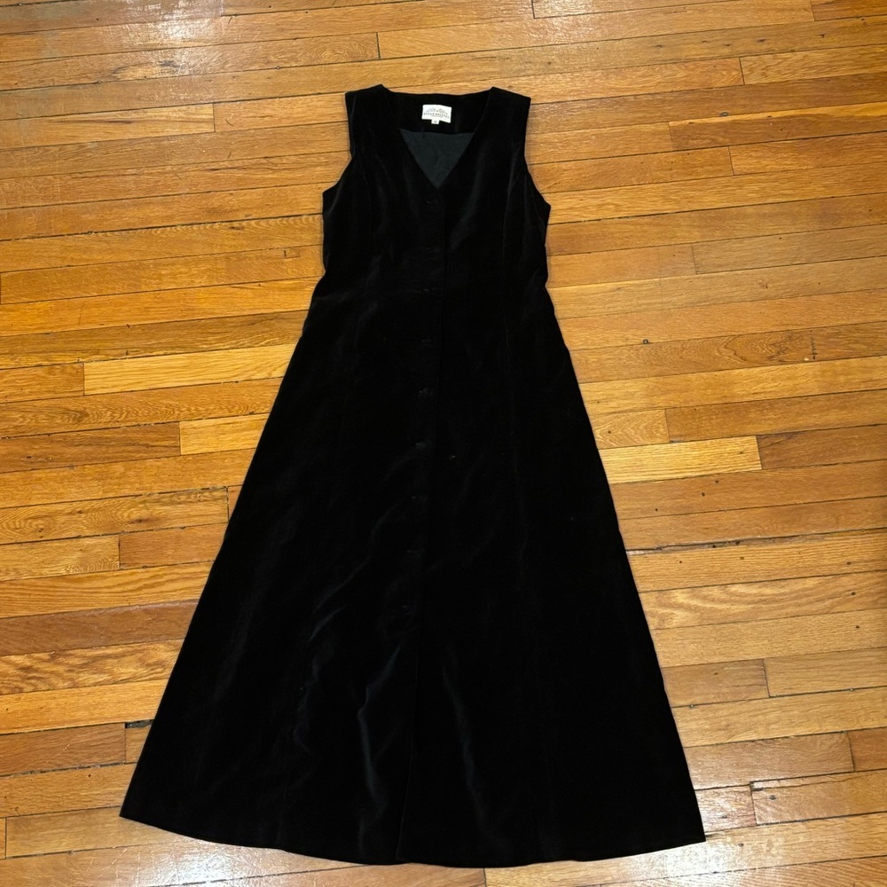90s Black Velvet Sleeveless Maxi Dress